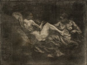 İki cadı bir süpürge için kavga ediyor by Oluf Hartmann