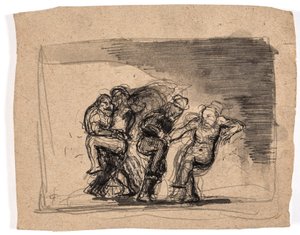 İki çift kavga ediyor, solda: Yakup ve melek by Oluf Hartmann