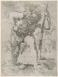 Aziz Christopher Mesih Çocuğunu Taşıyan by Orazio Borgianni