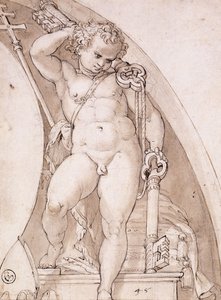 Papalık Anahtarlarını Tutan Daimi Bir Putto: Bir Lunette İçin Bir Çalışma, c.1575