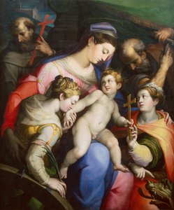 Aziz Margaret, Catherine ve Francis ile Kutsal Aile (petrol)