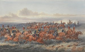 The Chestnut Troop ('A' Bataryası) Kraliyet Atlı Topçu (kağıt üzerine suluboya)