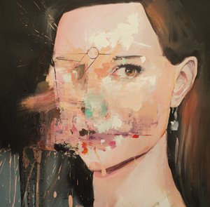 Distorted Natalie Portman, 2019-25 (tuval üzerine akrilik, pastel ve yağlıboya)