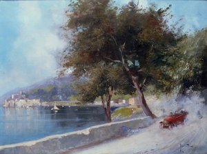 Gölde Yarış (tuval üzerine yağlı boya) by Oscar Ricciardi