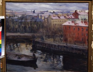""Leningrad Görünümü"" Mevcut Saint Petersburg. Osip Emmanuelovich Braz (1872-1936) tarafından yapılan boyama Bölgesel Sanat Müzesi, Kaluga