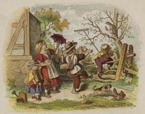 Açık havada oynayan bir grup çocuk (renkli taş) by Oskar Pletsch