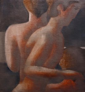 Üç çıplak, gümüş friz III by Oskar Schlemmer