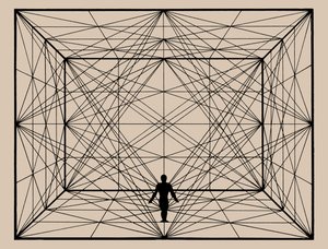 Düzlem Geometri ve Mekansal Tanımlamalarla Uzayda Figür, 1924-1925. by Oskar Schlemmer