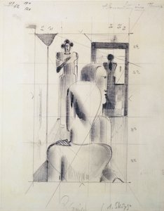 Bir odadaki figürler, Oskar Schlemmer (1888-1943), kağıt üzerine kurşun kalem. Almanya, 20. yüzyıl. by Oskar Schlemmer