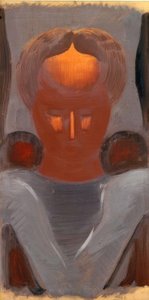 Aydınlatılmış bir alnı olan kafa by Oskar Schlemmer