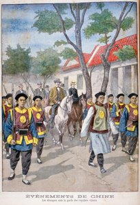 Düzenli Çin ordusunun koruması altındaki bir yabancı, Çin, 1900.