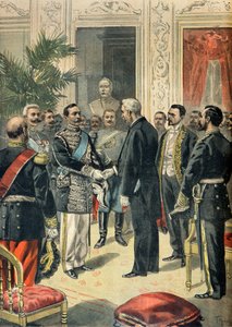 Felix Faure ve Rus Büyükelçisi Lev Ouroussoff arasındaki görüşme, Paris 1898 (Gravür)