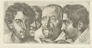 Portret van Cosimo Orsino, Cesare Bartolotti, Sigmund Laire ve Ottavio Leoni by Ottavio Mario Leoni
