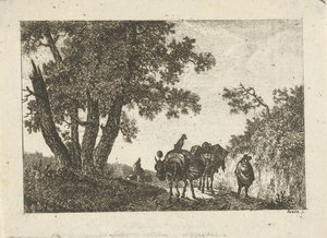 Eşekler ve gezginler ile manzara by Otto Baron Howen