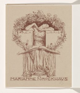 Marianne Brockhaus tarafından ekslibris by Otto Greiner (signed by artist)