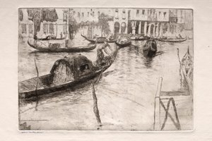 Venedik Gravürleri: San Felice vapuru, 19. yüzyıl. by Otto H. Bacher