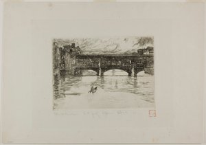 Ponte Vecchio, tahrip plaka by Otto Henry Bacher