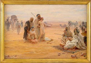 Le Marche aux esclaves - Köle Pazarı - Tablo Otto Pilny (1866-1936), Tuval üzerine yağlı boya 1910 (80x120cm) - Özel Koleksiyon