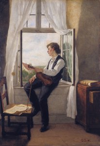 Pencere Kenarındaki Kemancı by Otto Scholderer