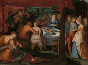 Bir Gece Ziyafeti Ormanda Akşam Yemeği Batavianların Romalılara Karşı İsyanı üzerine on iki diziden biri by Otto van Veen