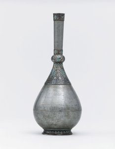 Osmanlı turkuaz gömme gümüş montajlı çinko şişe (turkuaz, çinko, gümüş) by Ottoman School
