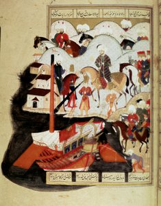 Osmanlı İmparatorluğu: “” Sultan III. Murad (1574-1595) Konstantinopolis Limanı Ziyareti”” Yazma minyatür ms. FY 1404 “”Şehinşahname”” (veya Shahinshah-nameh veya Shahinshah-nameh, Shahinshah name, Shahinshah nameh) “” Kralların Kralının Öyküsü”” şiiri o by Ottoman School
