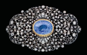 Osmanlı pırlanta ve safir broş (altın ve gümüş setli safir ve pırlanta) by Ottoman School