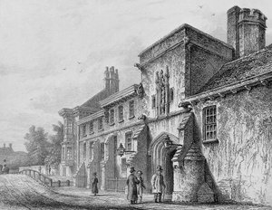 College Gate ve Wardens Lodge Winchester, 1830 dolayları