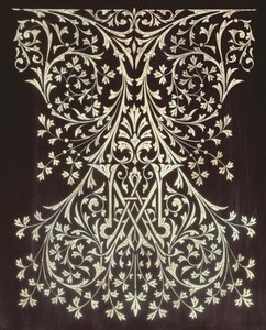 Vitrin, işlemeli panel detayı (ahşap ve sedef) by Owen Jones