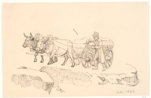 Damızlık aracının yanında yürüyen bir çiftçi by P.C. Skovgaard