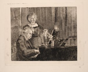 Edvard ve Nina Grieg piyano başında by Peder Severin Krøyer