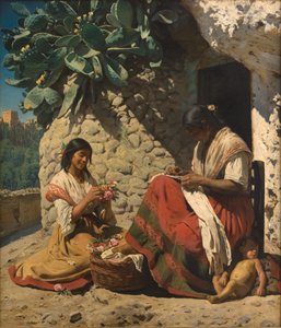 Kulübelerinin Dışında İki Çingene Kadın. ispanya by Peder Severin Krøyer