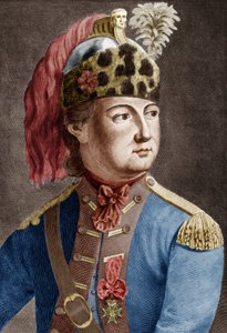 Eon Şövalyesi (1728-1810), kral için Fransız gizli ajanı, çapraz elbise giyerdi, renkli belge kazırdı by P. Jean Baptiste Bradel