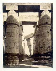 Hipostil salonu, Amun-Re tapınağı, Karnak, Mısır, 1878 by P Sebah
