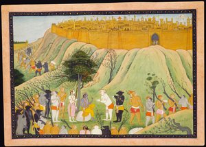 Maymun ve Ayı Müttefiklerine Danışmanlıkta Rama ve Lakshmana, 1800 dolayları by Pahari School