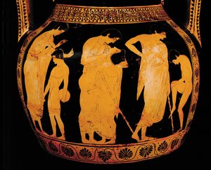 Aşıkların buluşması. Kırmızı figürlü amphora. MÖ 510-500 ... by Painter Dikaios