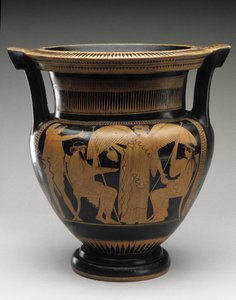 Red Figure Column Krater with scene of Zeus and Hera, 480-460 BC (terracotta) by Painter Syriskos