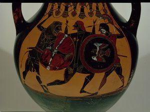 Tavan arası siyah figürlü amfora, Cycnus