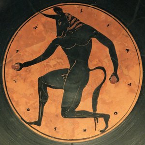 Minotaur Antik Yunan Çömlekçiliği, c.515- (siyah figürlü çanak çömlek) by Painter of London E342