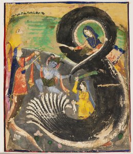 Krishna ve naga Kaliya by Pakistani School