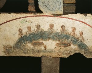 Eucharistic ziyafet, Ayin Kübikası (fresk) by Paleo Christian