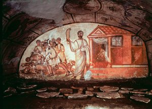 Paleochretian sanatı (antik Roma dönemi): Bir eşek çenesinin silahı olan Samson, 1000 Filistinliyi katletti. Roma