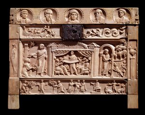 Eski ahit sahnelerini temsil eden kabartmalı rölyef. Santa Giulia manastırından, 4. yüzyıl by Paleo Christian