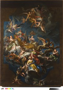 Grifonlar tarafından çekilen ve Prudence tarafından sürülen Ligurya alegorik savaş arabası by Paolo Gerolamo Piola