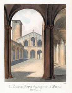 Milano'daki Saint Ambroise Bazilikası'nın avlusu (İtalya) - Sant'Ambrogio Milano Bazilikası'nın avlusu