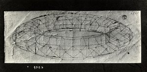 Bir "mazzocchio" (başlığın yastıklı haddelenmiş tabanı) çalışması (kağıt üzerinde kalem ve mürekkep) by Paolo Uccello