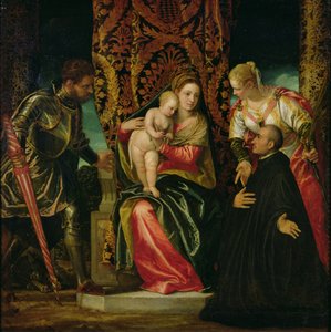 Aziz Justine ve Aziz George arasındaki Bakire ve Çocuk, bir Benediktin keşişiyle by Paolo Veronese