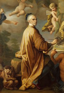 Paolo de Matteis'in (1662-1728) Rastadt barışını resmederken yaptığı otoportre, tuval üzerine yağlı boya
