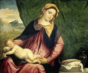 Uyuyan Çocukla Madonna by Paris Bordone