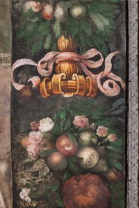 Çiçekler ve meyvelerle süsleme detayı, c.1523 (fresk) by Parmigianino
